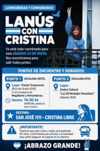 Flyer de la convocatoria difundido desde el Frente Transversal de Lanús.