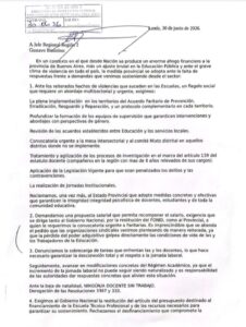 Presentación realizada por Suteba Lomas ante la Jefatura de la Región II, junto a las seccionales de Lanús y Avellaneda.